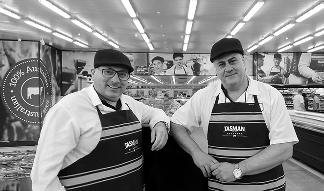 Frank and Mario at Tasman Butchers