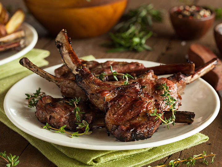 Grilled lamb cutlets with minty gremolata sauce