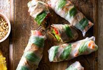 Filipino style beef rump rice paper rolls